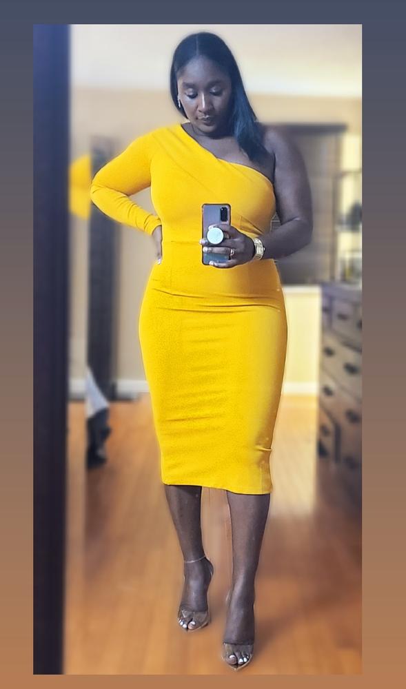 Rita One Shoulder Dress (Mustard Yellow) - Customer Photo From Myrna