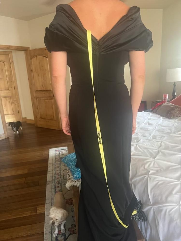 Presley Crepe Ruffle Shoulder Gown Dress (Black) - Customer Photo From Ana Lowder
