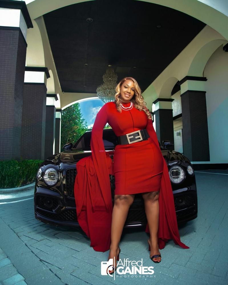 Ziba Bandage Shawl Sleeves Midi Dress (Maroon) - Customer Photo From Kim Hines