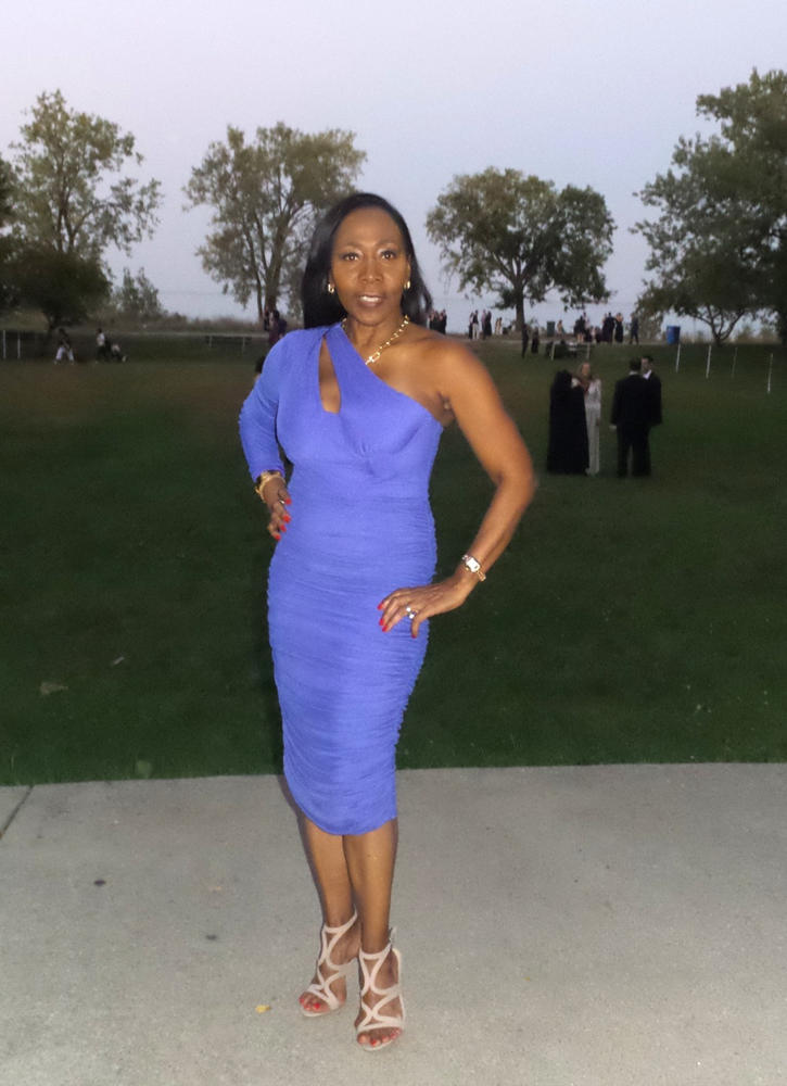 Lida Asymmetrical Cut-Out Midi Dress (Ultra Violet) - Customer Photo From winsome Brooks