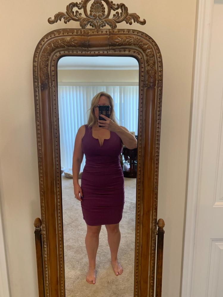 Olinda Ruched Cutout Midi Dress (Purple) - Customer Photo From Jeannette Olmos