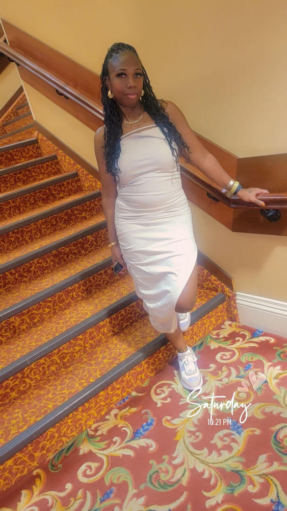 Ruby Ruched Ponte De Roma Midi Dress (Nude) - Customer Photo From Ebony Stanford