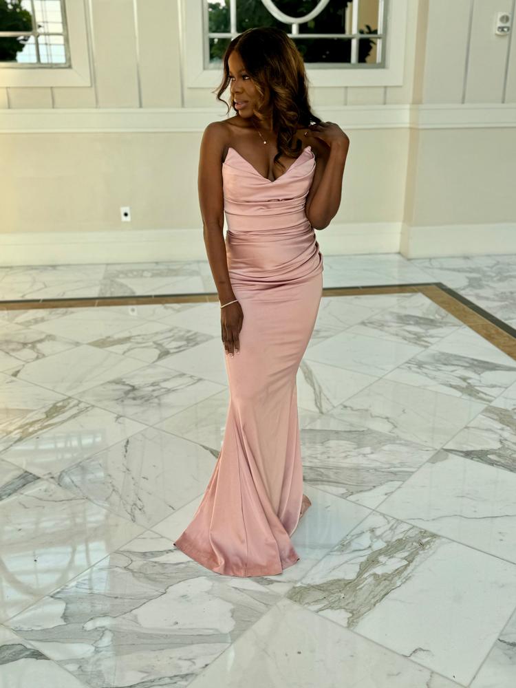 Nina Mermaid Corset Gown (Blush Pink) - Customer Photo From Toyin