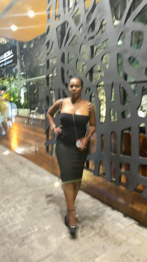 Rebecca Bandage Lace Up Midi Dress (Black) - Customer Photo From Dee O.