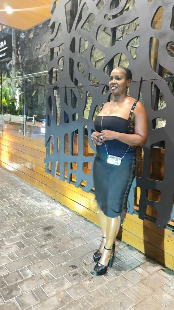 Rebecca Bandage Lace Up Midi Dress (Black) - Customer Photo From Dee O.