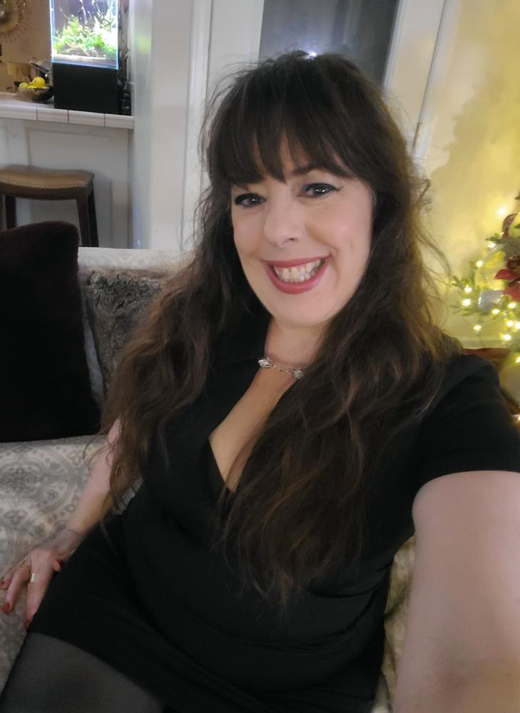 Sabah Deep V Neck Mini Dress (Black) - Customer Photo From Stephanie Cline
