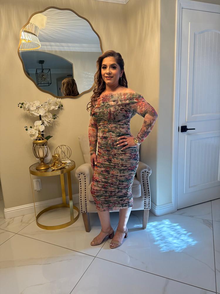 Hayley Off Shoulder Midi Dress (Floral Serenade) - Customer Photo From Nanis