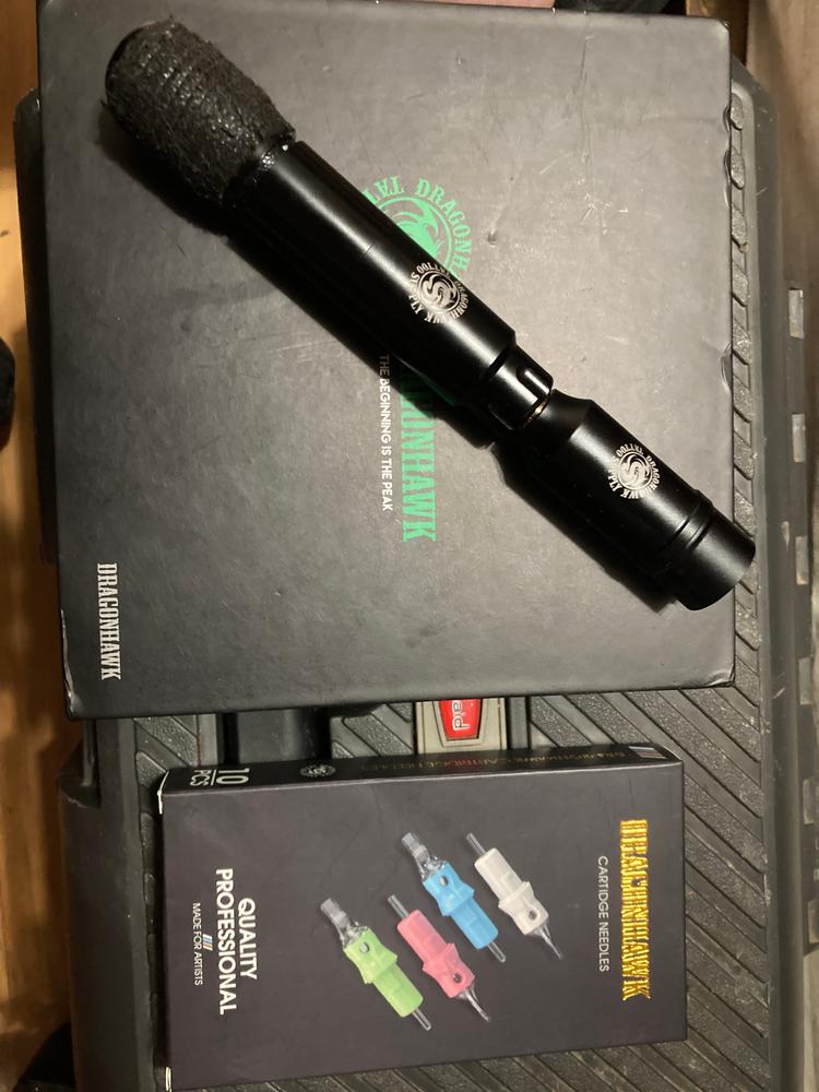 Dragonhawx S12 Tattoo Machine pen with 3.0MM Stroke Wireless Battery Kit - Customer Photo From Nathan Gardner 