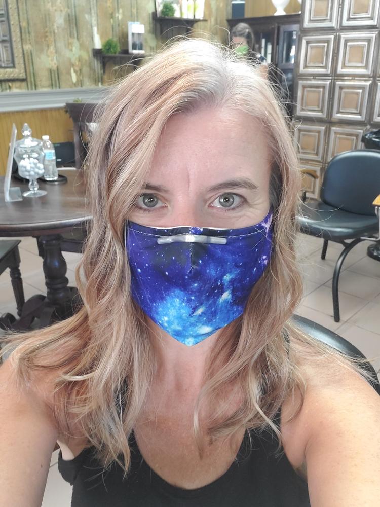 BLUE GALAXY -  MASK WITH (4) PM 2.5 CARBON FILTERS - Customer Photo From Melanie Finnegan