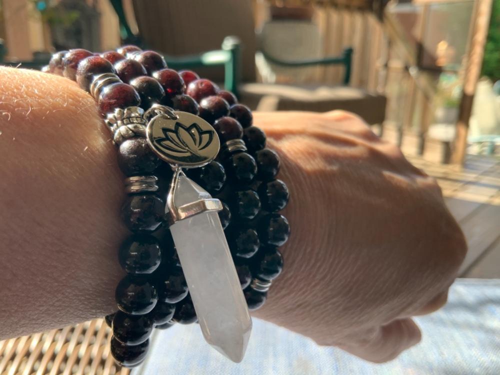 Brazilian Garnet Brave Passionate Love 108 Mala Necklace Bracelet - Customer Photo From Kimberly Laney