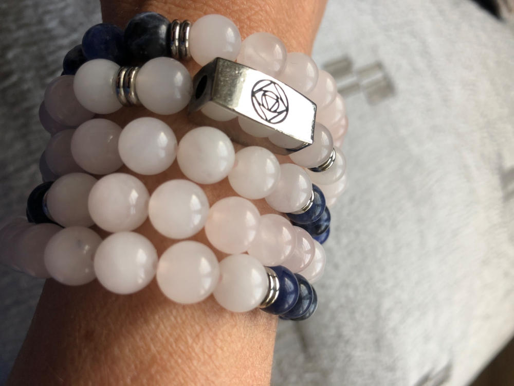 8mm Elizabeth April Channeled Arcturian Sacred Geometry Limited Edition Cosmic Species Stretch Mala Bracelet Necklace - Customer Photo From Dobrica Stojkoska