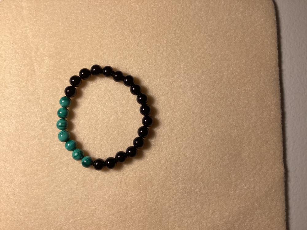 Malachite Black Onyx Duo Spiritual Warrior Heart Activation 8mm Stretch Bracelet - Customer Photo From Lindy Parker