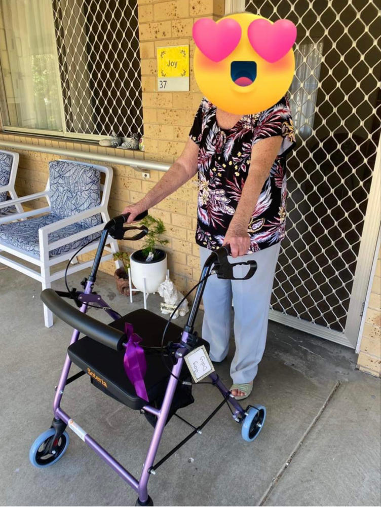 Soteria Seat Walker – Rollator – Four Wheeled Walker - Customer Photo From Joy Daly