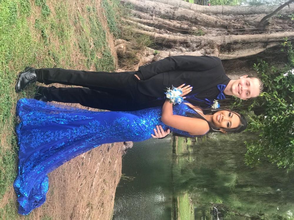 Long Fitted Mermaid Gown Metallic Embroidered Lace - Customer Photo From Leinaala Mendoza