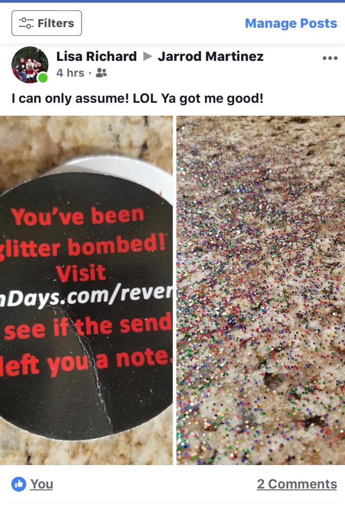 Disguised Spring Loaded Glitter Bomb - Customer Photo From Anonymous