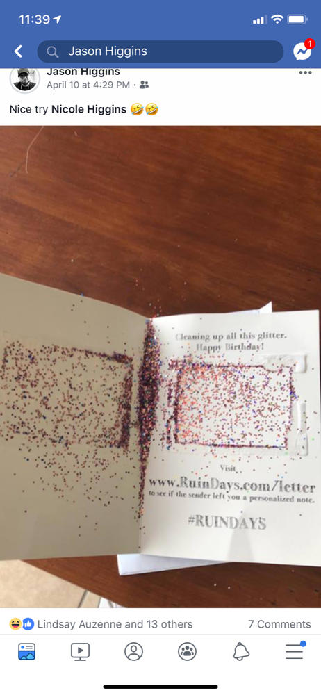 Glitter Everywhere Card - Customer Photo From Jason H.