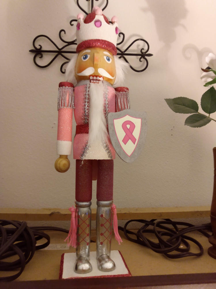 Breast Cancer Support King Nutcracker Pink with Ribbon 15 inch - Customer Photo From Linda Chiles