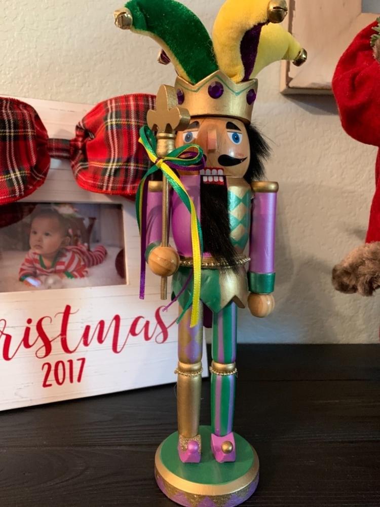 Mardi Gras Jester Nutcracker Purple Yellow and Fleur De Lis 12 inch - Customer Photo From Stacey Gibbons