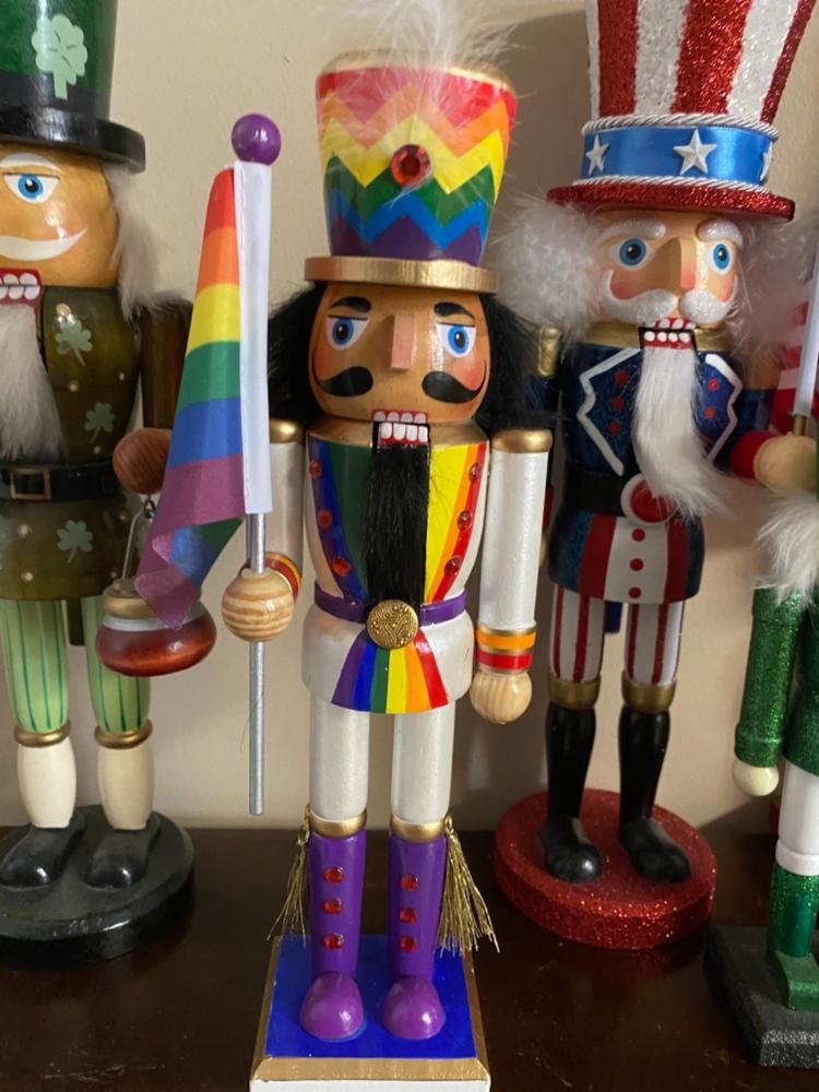 Soldier Pride Nutcracker with Rainbow Pride Flag 12 inch - Customer Photo From Karen O’Toole