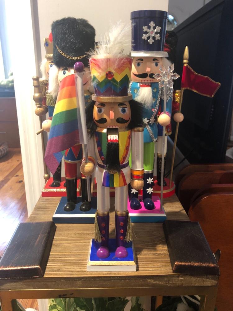 Soldier Pride Nutcracker with Rainbow Pride Flag 12 inch - Customer Photo From Josh Williams