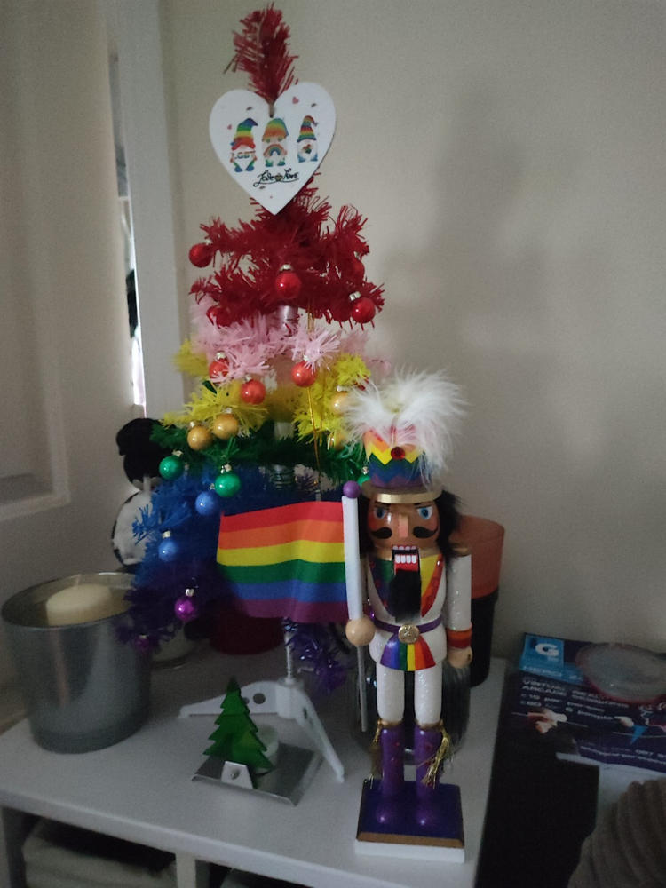 Soldier Pride Nutcracker with Rainbow Pride Flag 12 inch - Customer Photo From Carys M.