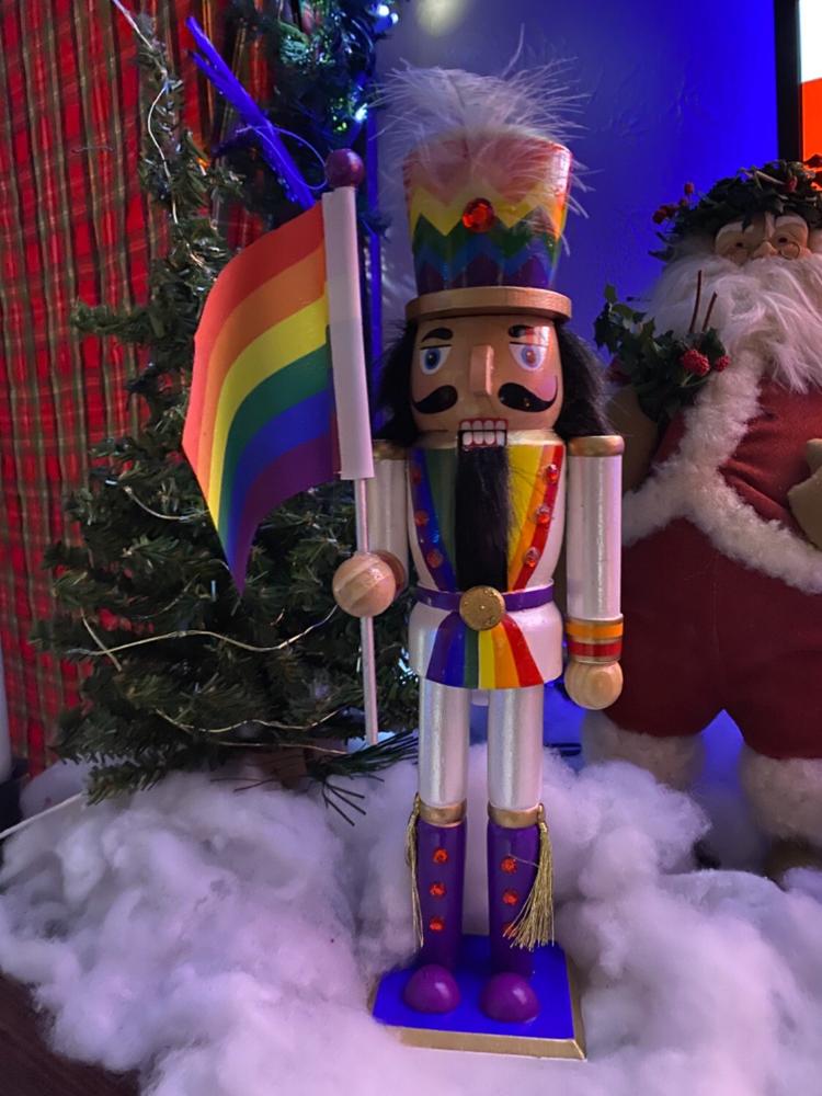 Soldier Pride Nutcracker with Rainbow Pride Flag 12 inch - Customer Photo From Tyna Hays