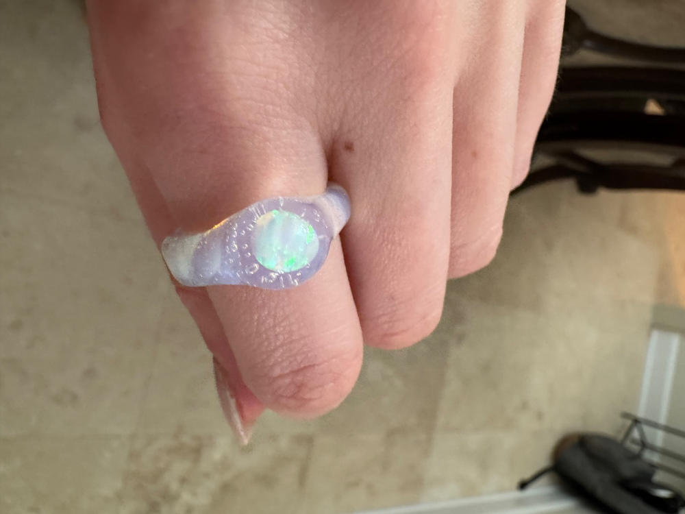 Galaxy Rainbow Opal Couples Rings, 8mm & 6mm Black Ring Set