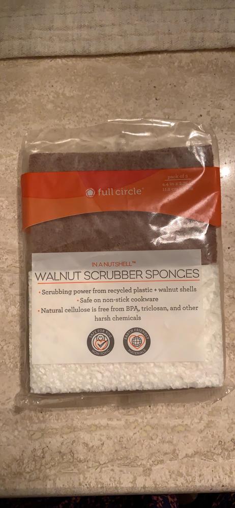 Full Circle In-a-Nutshell Walnut & Cellulose Scrubbing Sponge 2 Pack – Full  Circle Home