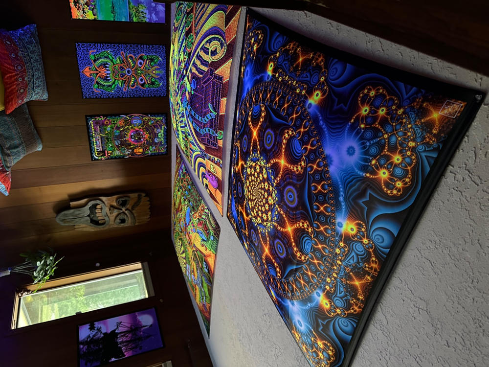 UV Ink Blacklight Psychedelic Tapestry | DNA Wall Hanging | Trippy Art | Cactivated DNA - Customer Photo From steve gaskins