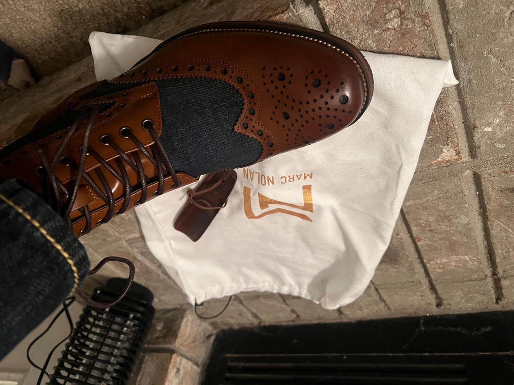 Belmont Black Crocskin Leather Wingtip Combat Boots display picture 1