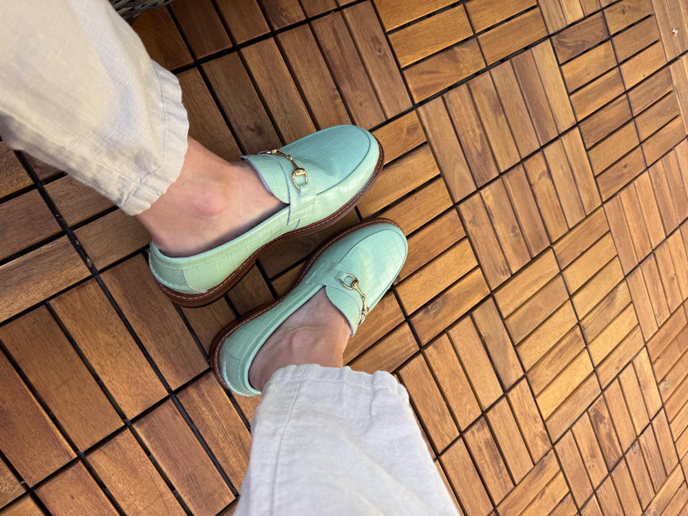 Boardwalk Mint Croc Leather Horse-Bit Loafers - Customer Photo From Bryan Kahrs