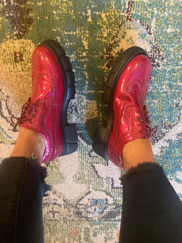 Ms. Alexander Black/Red Leather Lug Wingtip Derby - Customer Photo From Rose S