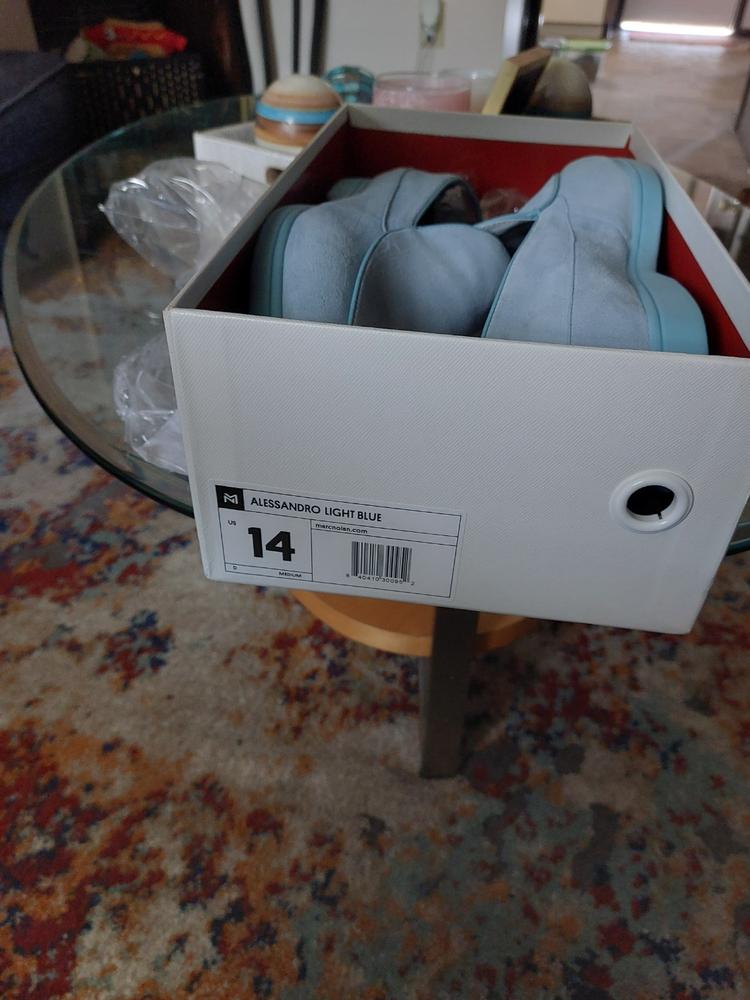 Alessandro Blue Suede Venetian Loafers - Customer Photo From Kevin Wright