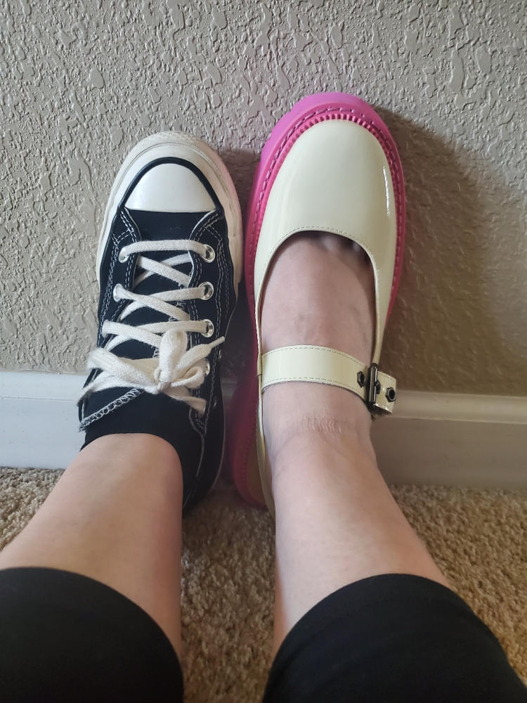 Luna Cream/Pink Leather Mary Jane Lug Slingbacks - Customer Photo From Jeni Ford
