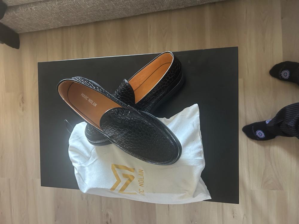 Alessandro Black Croc Leather Venetian Loafers - Customer Photo From LeSean Tarkington
