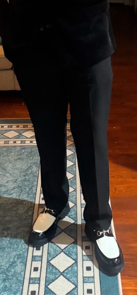 Blake Black/White Patent Leather Lug Bit Loafers - Customer Photo From Woodley Avril