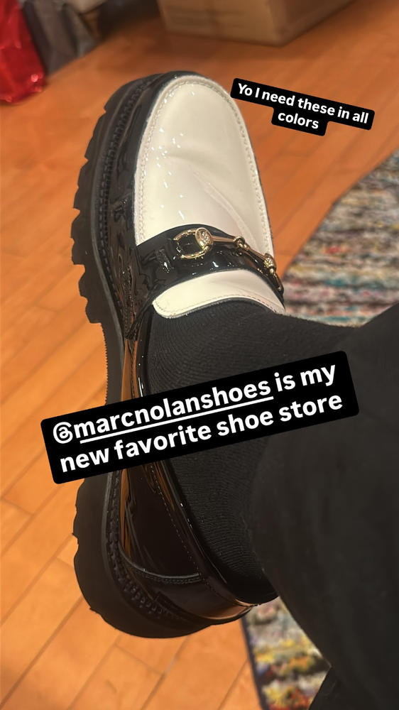 Blake Black/White Patent Leather Lug Bit Loafers - Customer Photo From Marlon Elder