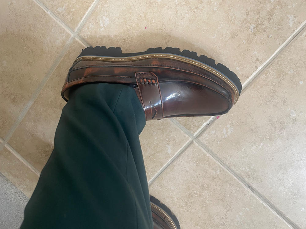 Adler Mahogany Patent Leather Lug Penny Loafers - Customer Photo From Brandon Derrick