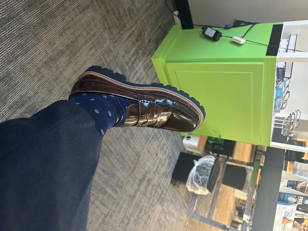 Adler Mahogany Patent Leather Lug Penny Loafers - Customer Photo From Michael Fink