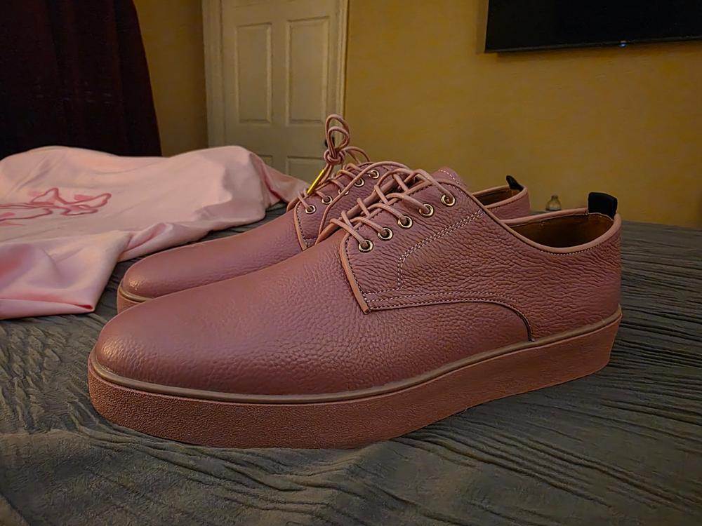 Deion Pink Leather Derby Sneakers display picture 3