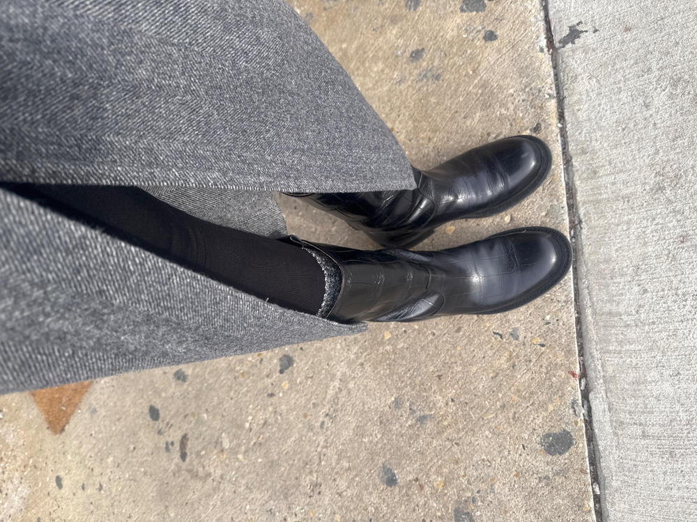 Blair Black Croc Leather Mid-Calf Riding Boots