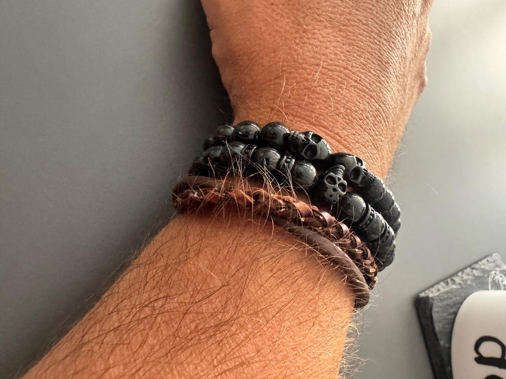 Druck-Palast Rock Skull Noir - Bracelet En Tissu Imperméable