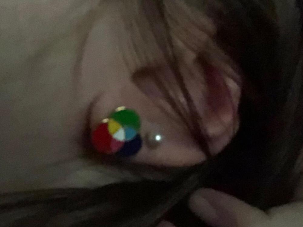 RGB & CMYK Earrings - Customer Photo From Jenna R.