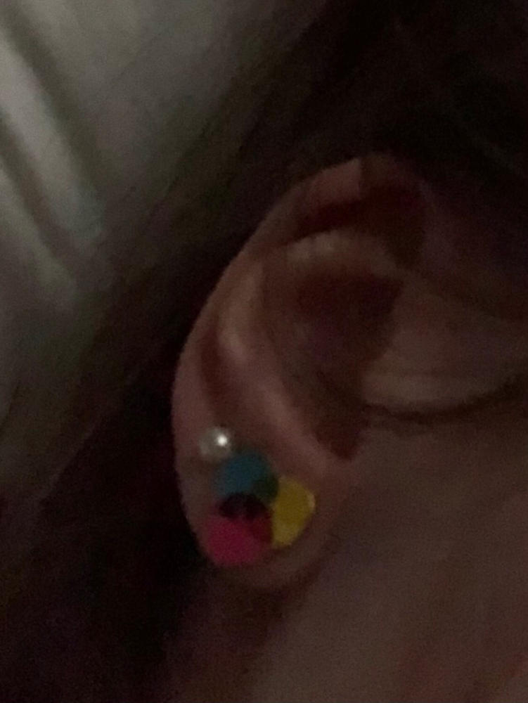 RGB & CMYK Earrings - Customer Photo From Jenna R.