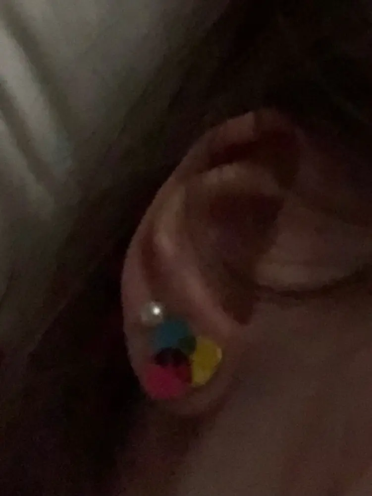 RGB & CMYK Earrings - Customer Photo From Jenna R.