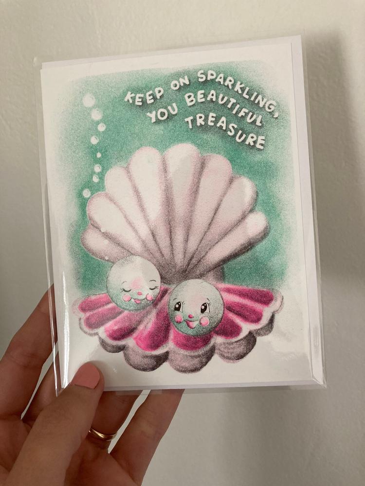 Keep On Sparkling, Treasure - Shell Risograph Card - Customer Photo From Anonymous