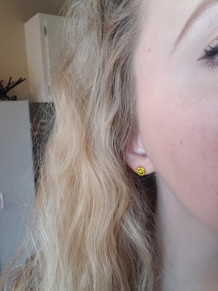 Happy Face & Heart Earrings - Customer Photo From Shelby B.