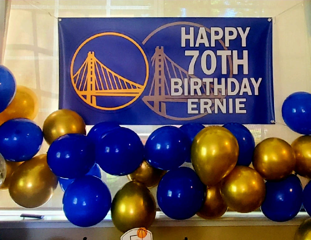 Personalized Golden State Warriors Banner for Special Occasion, Holiday, Birthday, Announcement, Retirement, Promotion, Celebration. - 2x4 FT, Yes - Customer Photo From NORA DRINKARD