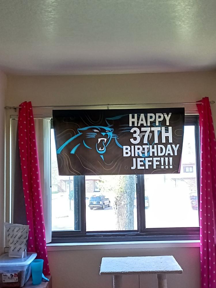 Personalized Carolina Panthers Banner for Special Occasion, Holiday, Birthday, Announcement, Retirement, Promotion, Celebration. - 2x4 FT, No - Customer Photo From Helen Smith