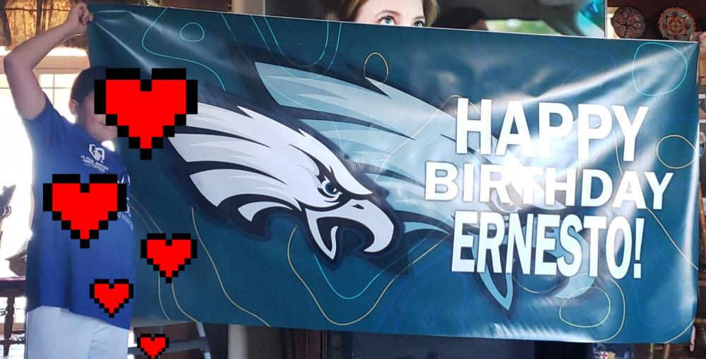 Personalized Philadelphia Eagles Banner for Special Occasion, Holiday, Birthday, Announcement, Retirement, Promotion, Celebration. - 3½x7 FT, No - Customer Photo From Crystal Torres